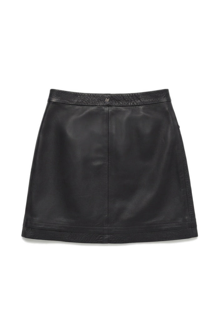 Aspen Leather Skirt Black x Black Ostrich - Limited Edition