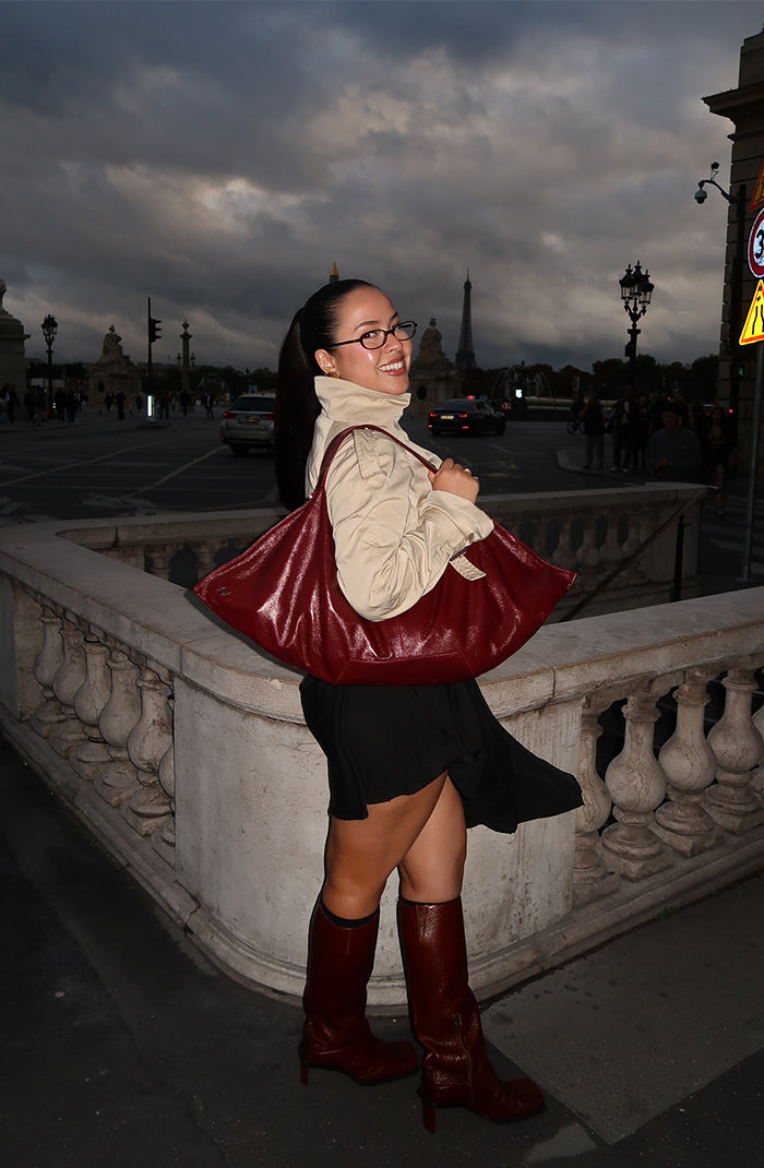 Ophelia Oversized Leather Bag Burgundy