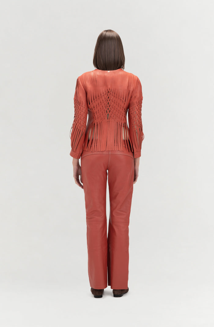 Isaac Leather Pants Orange