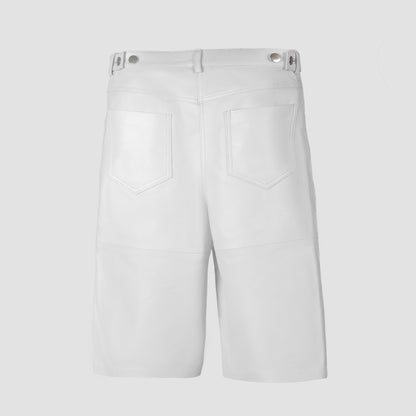 Callie Leather Bermuda Shorts White