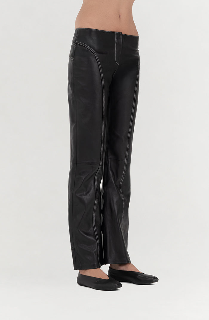 Isaac Leather Pants Black