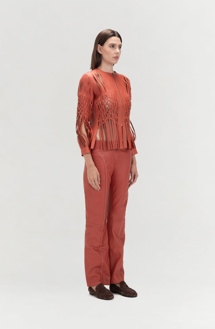 Isaac Leather Pants Orange