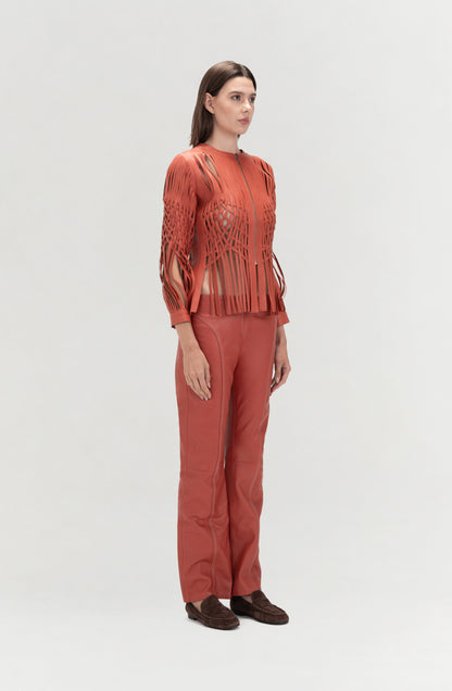 Isaac Leather Pants Orange