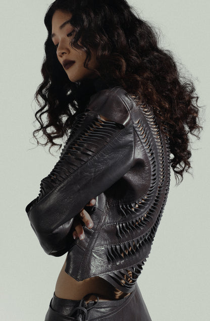 Kiara Leather Jacket Pewter