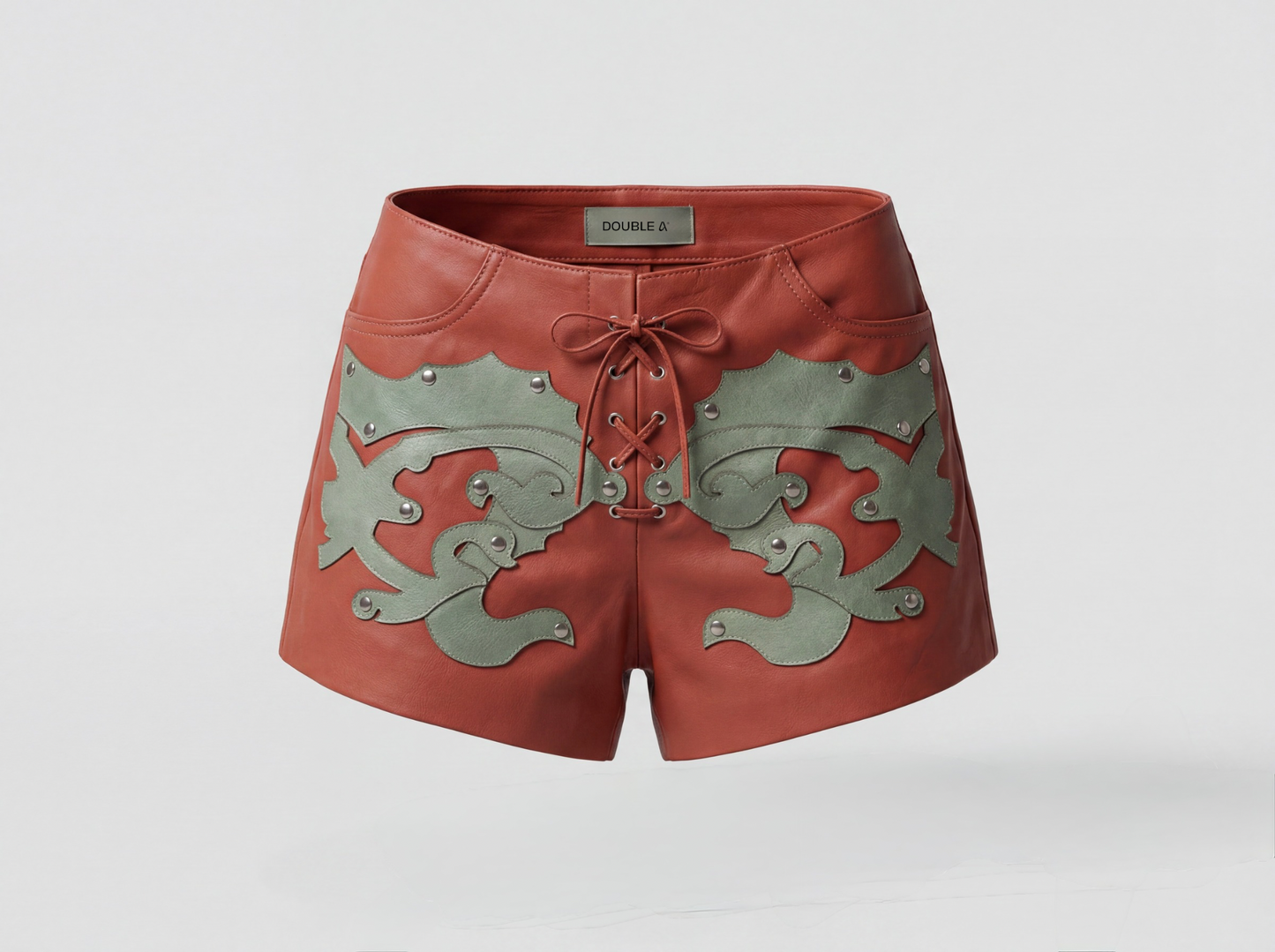 Jason Leather Laser-Cut Shorts Orange