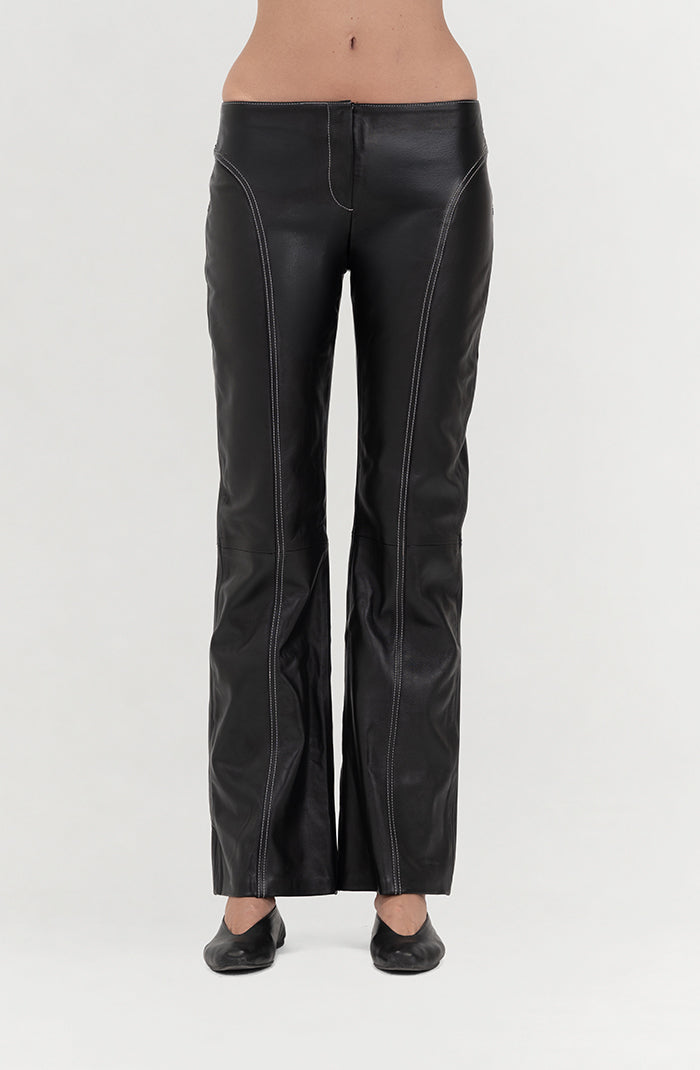 Isaac Leather Pants Black