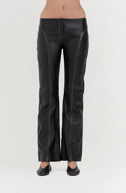 Isaac Leather Pants Black