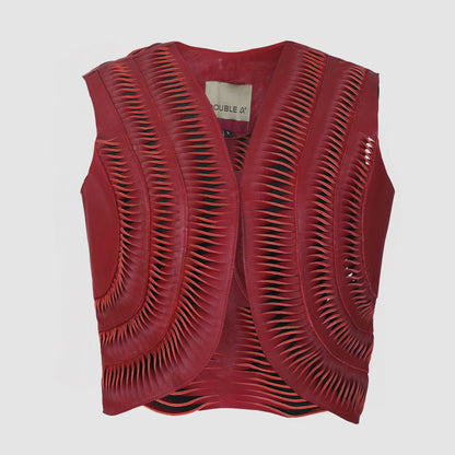 Kiara Leather Vest Red