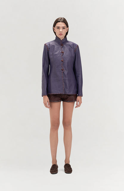 Audrey Leather Jacket Plum Purple