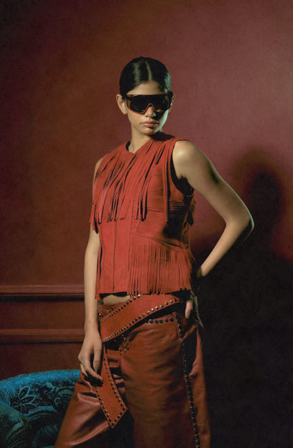 Aurora Suede Vest Red