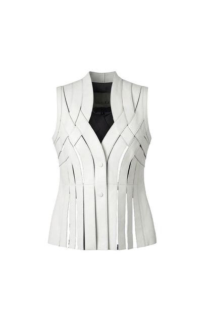 Brianna Leather Vest White