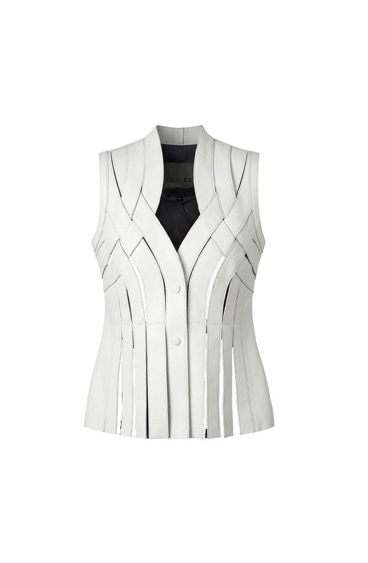 Brianna Leather Vest White