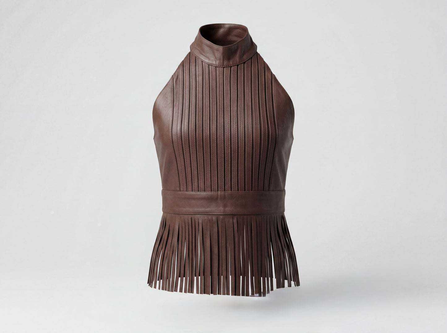 Double A X LJ Garrison Brown Leather Top