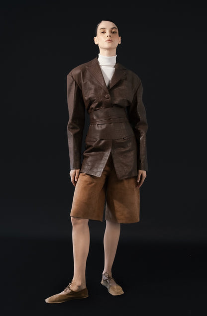 Anya Waist Belt Brown Croc