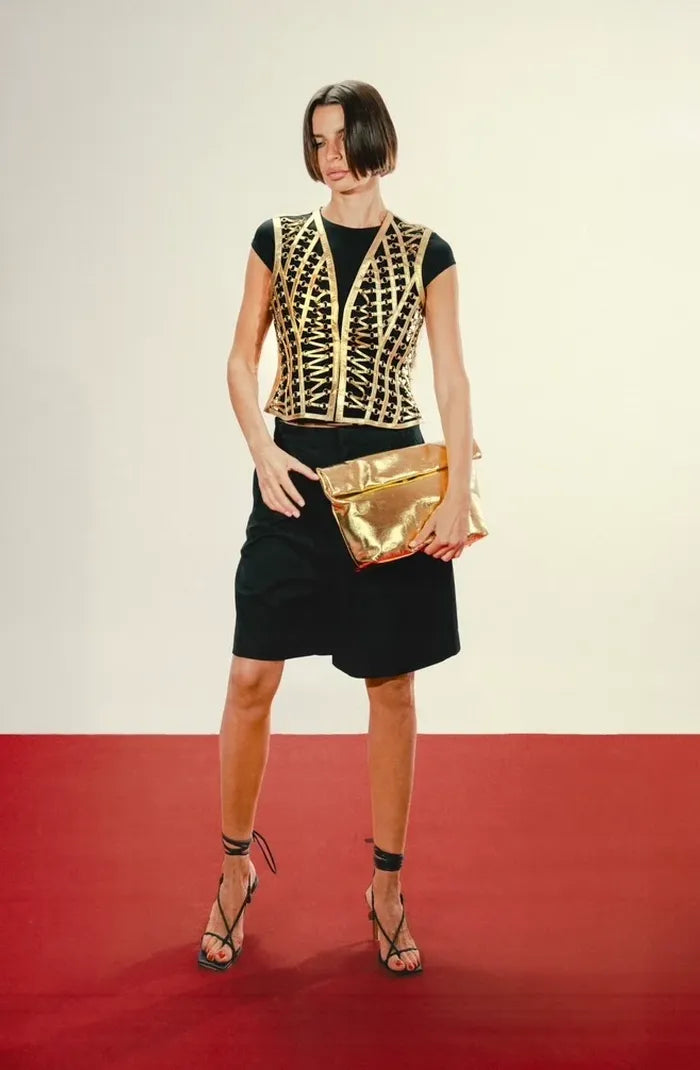 Phoneix Leather Vest Gold