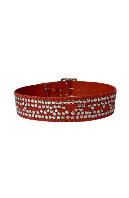 Esther Studded Leather Belt Orange