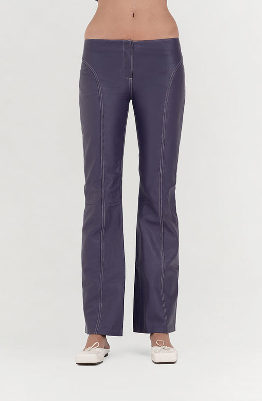 Isaac Leather Pants Plum Purple