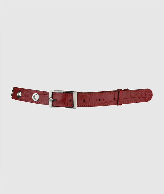 Eliza Leather Belt Red Croc