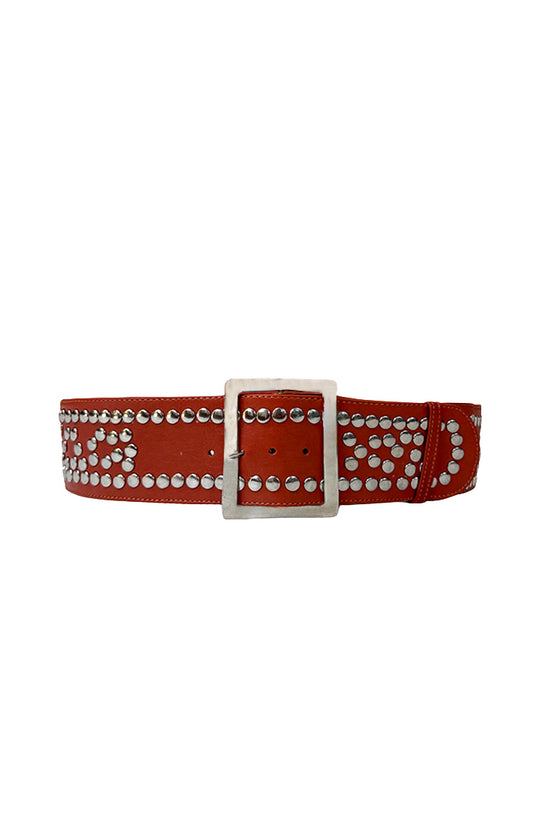 Esther Studded Leather Belt Orange