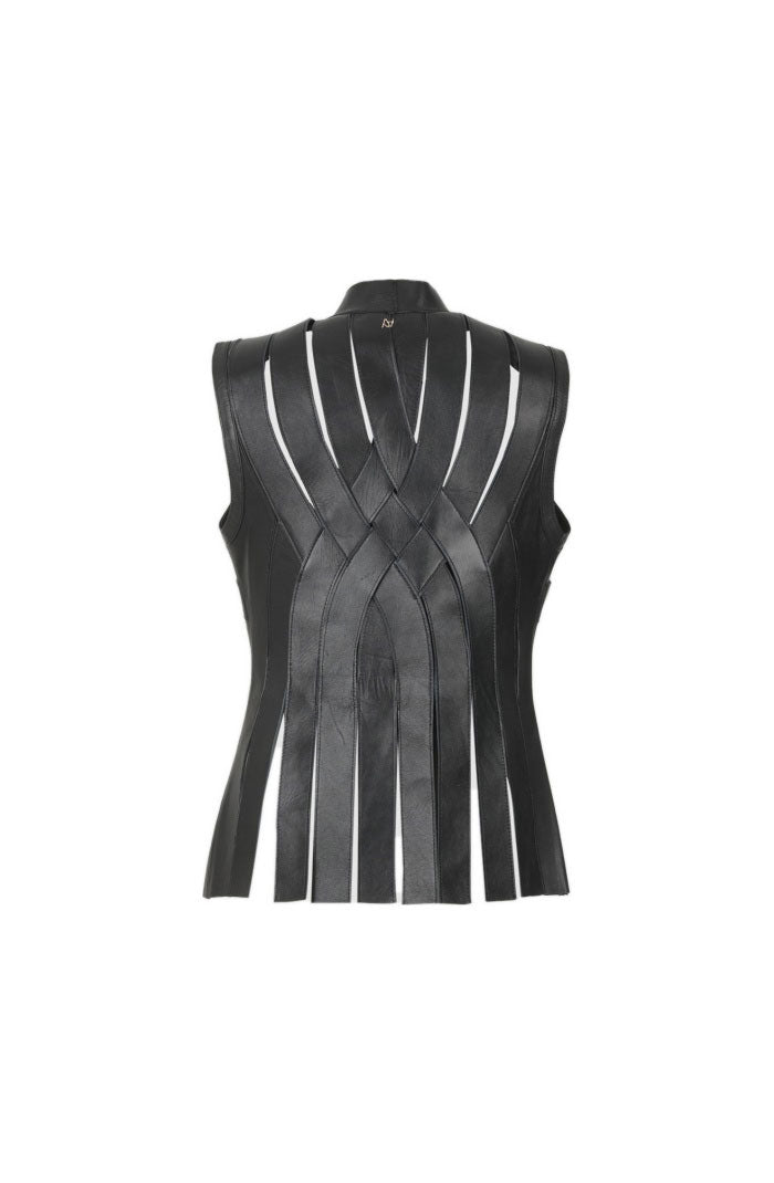 Brianna Leather Vest Black