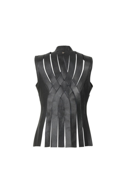 Brianna Leather Vest Black