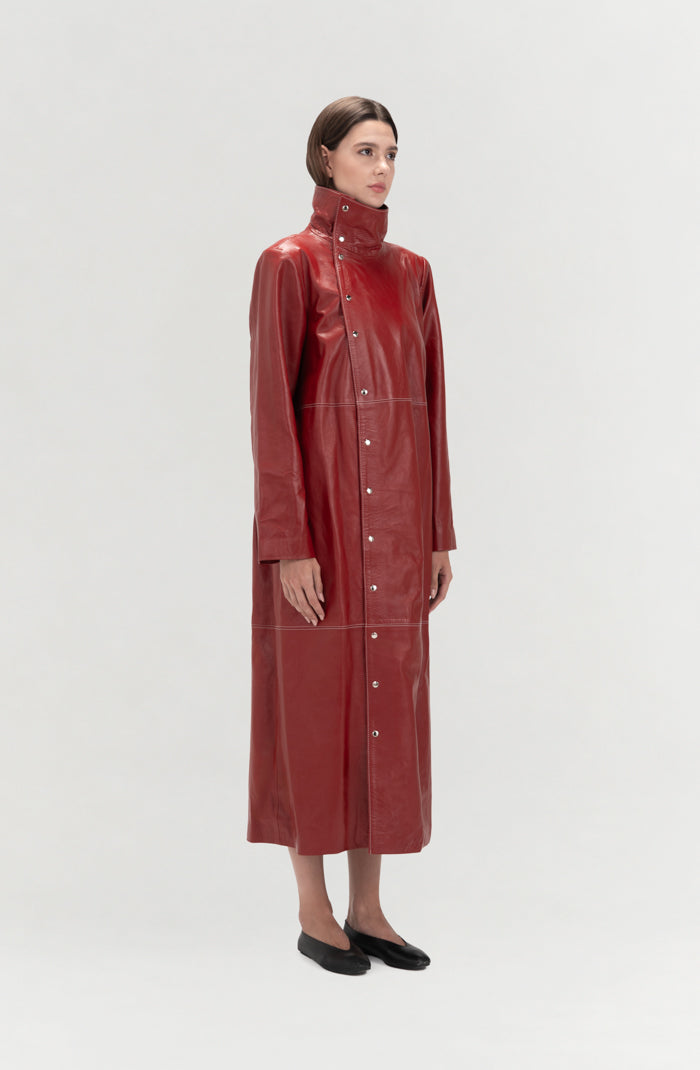 Kevin Leather Coat Red