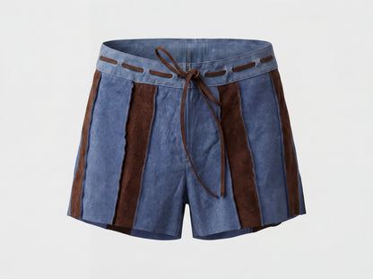 Sterling Suede Striped Shorts Blue