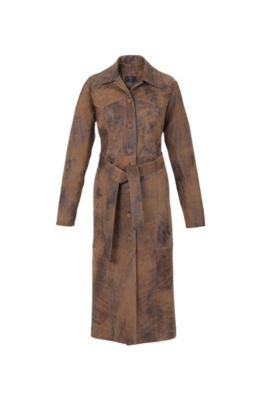 Zinnia Leather Coat Washed Brown
