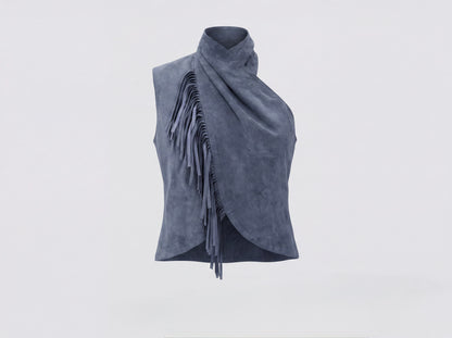 Double A x LJ Lapis Blue Suede Top