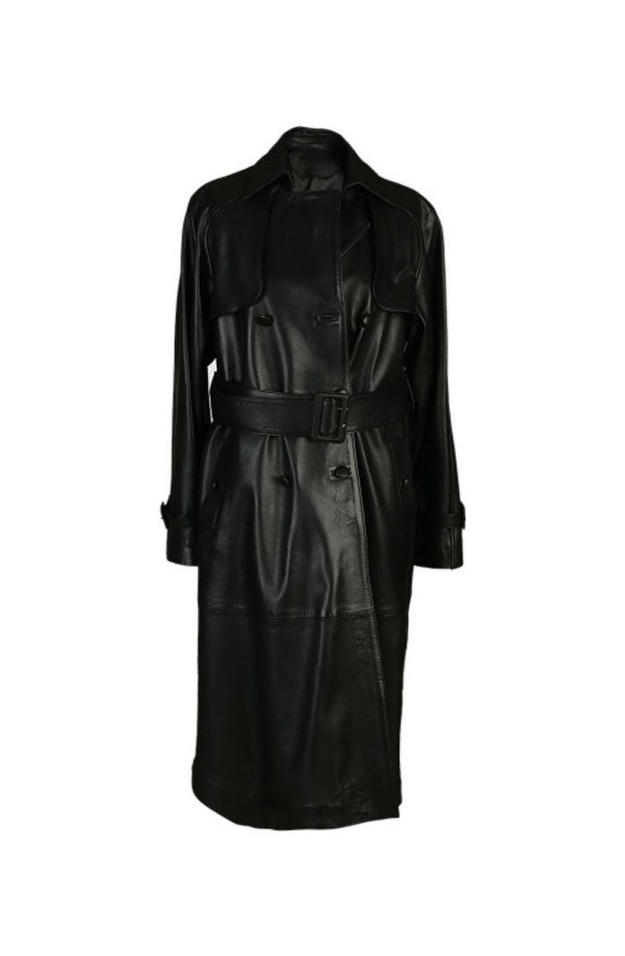 Dahlia Leather Coat Black