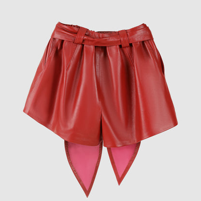 Moonbow Leather Shorts Red