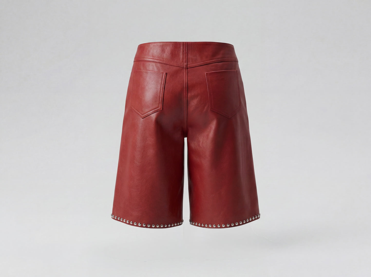 Callie Leather Studded Shorts Red