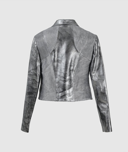 Ausborn II Leather Jacket Washed Silver