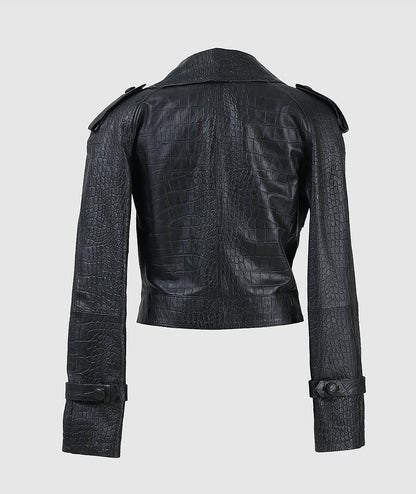 Audax Leather Jacket Black Croc