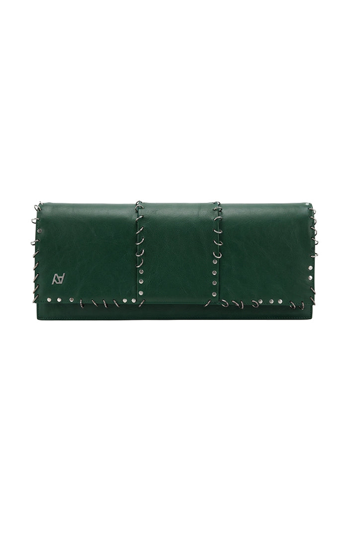 Annabelle II Leather Clutch Olive
