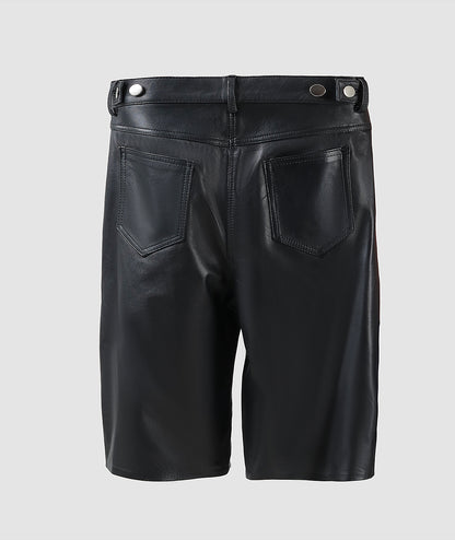 Callie Leather Bermuda Shorts Black