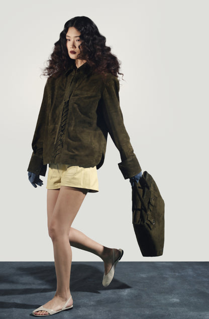Eloura Oversized Suede Bag Olive