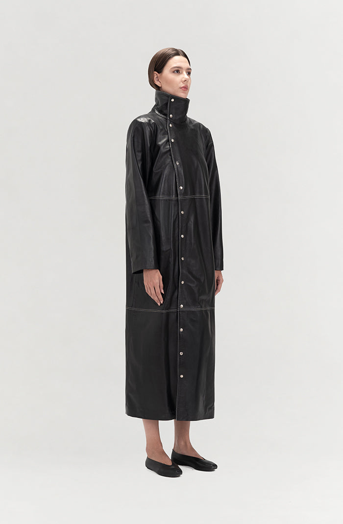 Kevin Leather Coat Black