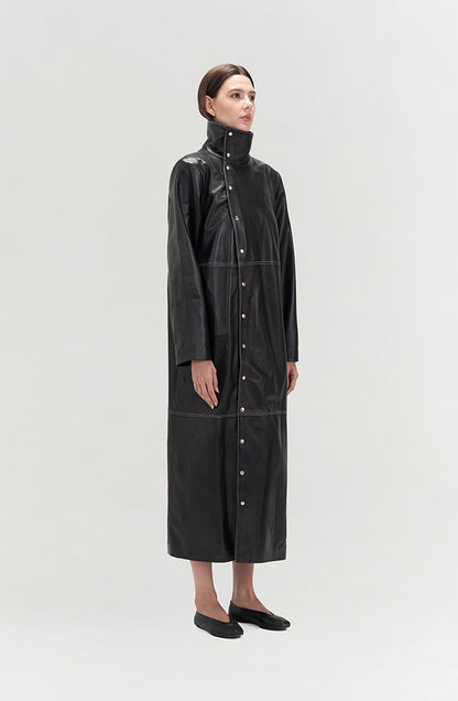 Kevin Leather Coat Black