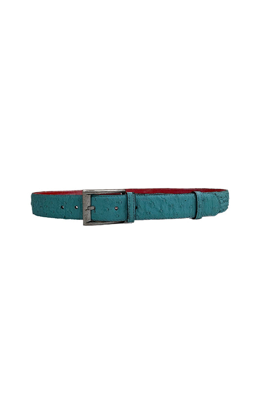 Lincoln Leather Belt Ostrich Aqua - Limited Edition