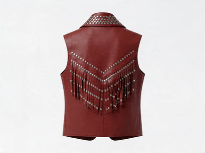 Ezra Leather Vest Red