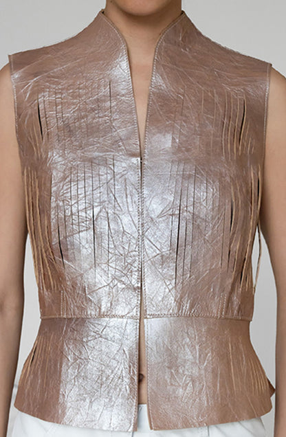 Ayla II Leather Vest Dusty Rose