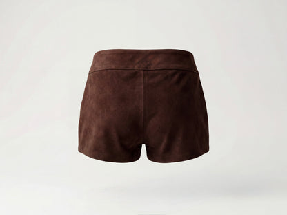 Sterling Suede Belted Shorts Brown