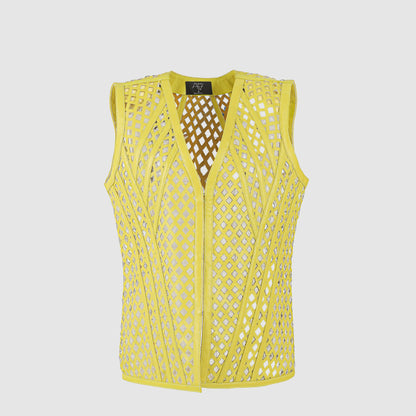 Aurelia Leather Vest Yellow