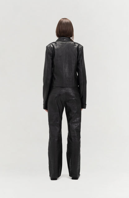 Isaac Leather Pants Black Croc