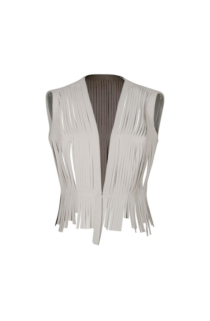 Ayla Leather Vest White