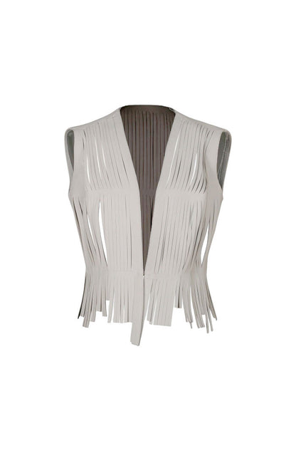 Ayla Leather Vest White