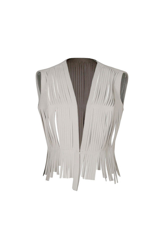 Ayla Leather Vest White