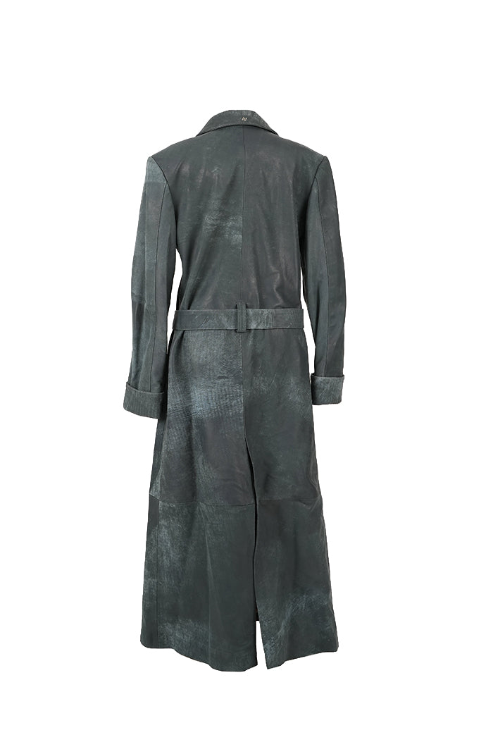Austin Leather Coat Washed Grey