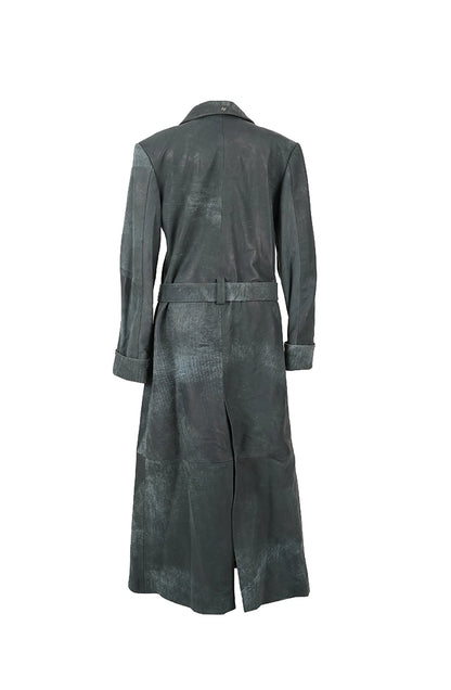 Austin Leather Coat Washed Grey